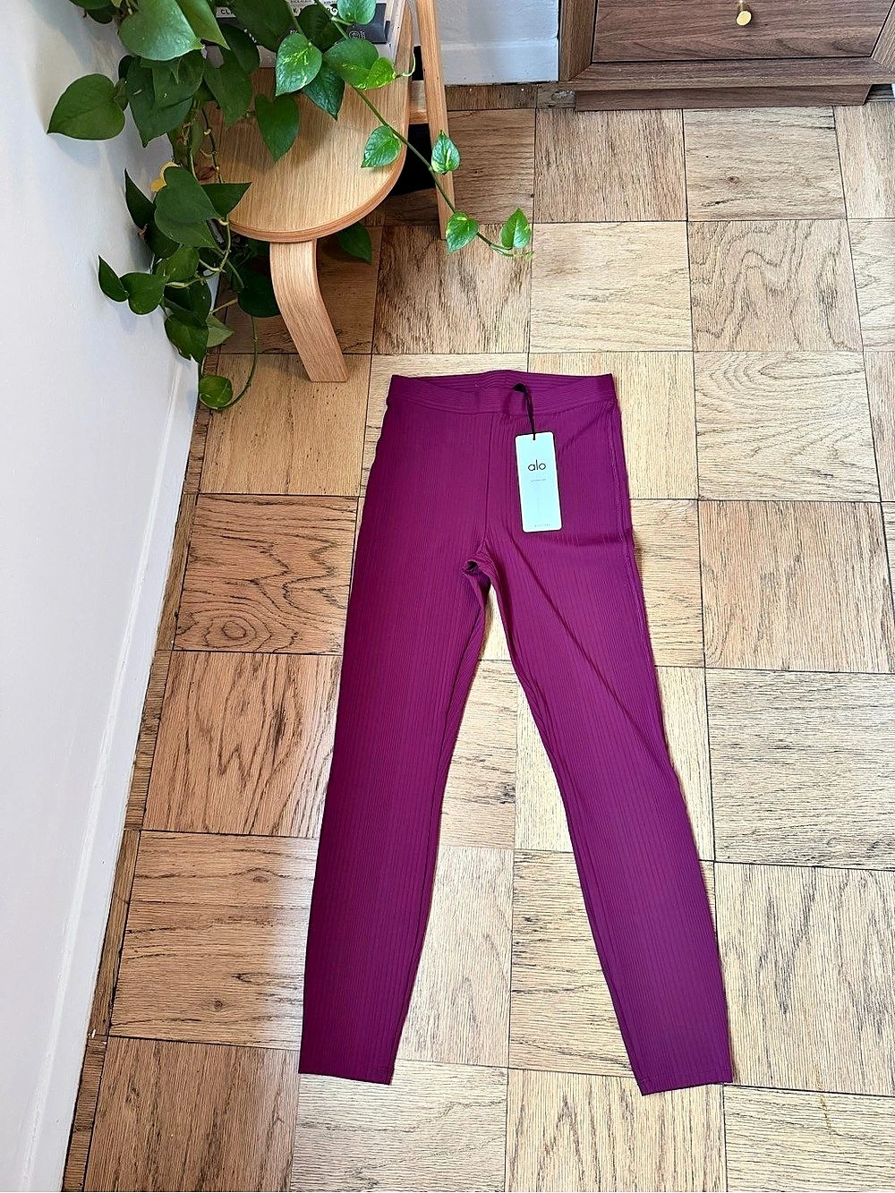 Alo Ribbed Leggings in Purple NWT